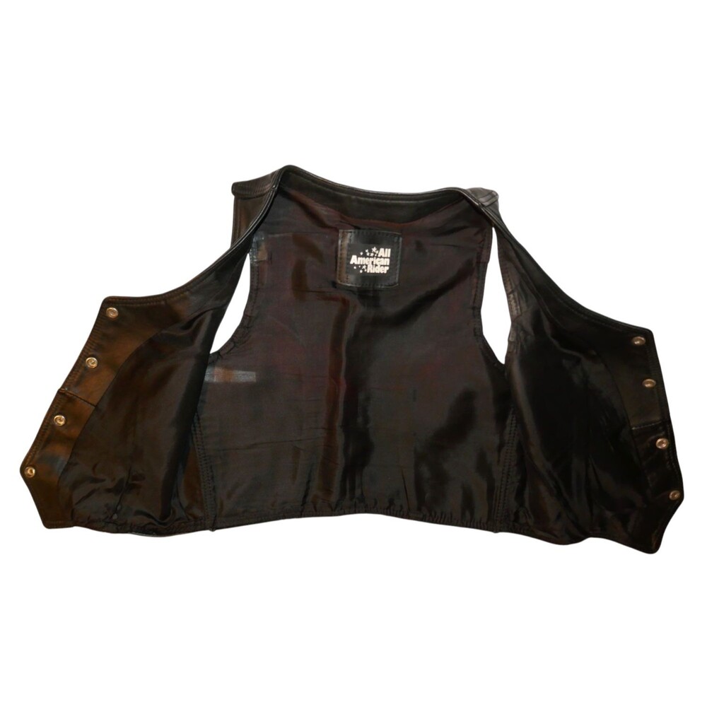All American Rider Vintage Black Leather Vest - Picture 5 of 6